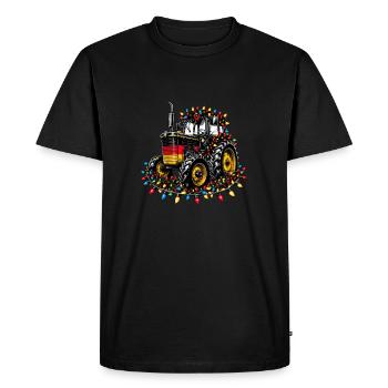 Tracteur allemand avec guirlandes lumineuses pour la vie de village - T-shirt Premium bio Homme - noir - Devant - Nico (187cm)