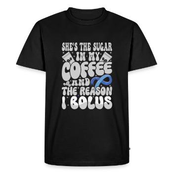 Elle est le sucre dans mon café - T-shirt Premium bio Homme - noir - Devant - Nico (187cm)