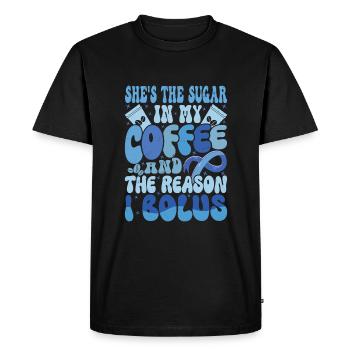 Elle est le sucre dans mon café - T-shirt Premium bio Homme - noir - Devant - Nico (187cm)