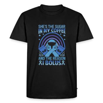 Elle est le sucre dans mon café - T-shirt Premium bio Homme - noir - Devant - Nico (187cm)