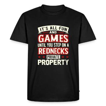 C’est amusant jusqu’à ce que vous marchiez sur une propriété de rednecks - T-shirt Premium bio Homme - noir - Devant - Nico (187cm)