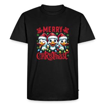 MERRY ChristMAST - Christmas Goose Holiday Dinner - Men's Premium Organic T-Shirt - black - Front - Nico (187cm)