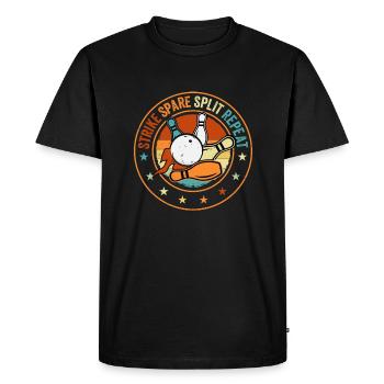 Toupie de bowling - Strike Spare Split Repeat - T-shirt Premium bio Homme - noir - Devant - Nico (187cm)