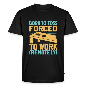 Born to throw - forced to work - Men's Premium Organic T-Shirt - black - Front - Nico (187cm)