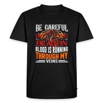 DRAGON’S BLOOD coule dans mes veines DRAGON BLOOD - T-shirt Premium bio Homme - noir - Devant - Nico (187cm)