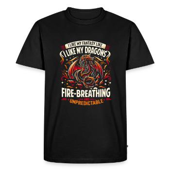 J’aime la FANTAISIE - Comme mes DRAGONS - Imprévisible - T-shirt Premium bio Homme - noir - Devant - Nico (187cm)