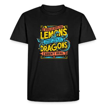 LES DRAGONS SONT RÉELS - Dire drôle que les DRAGONS sont là - T-shirt Premium bio Homme - noir - Devant - Nico (187cm)