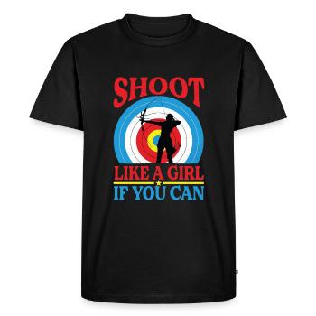 Femme de tir à l’arc - Archer Dicton - T-shirt Premium bio Homme - noir - Devant - Nico (187cm)