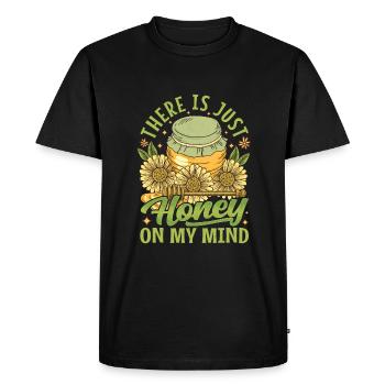 Juste du miel dans mon - Amoureux des abeilles - T-shirt Premium bio Homme - noir - Devant - Nico (187cm)