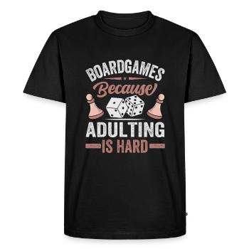Jeux de société - Parce qu’il est difficile d’être adulte - T-shirt Premium bio Homme - noir - Devant - Nico (187cm)