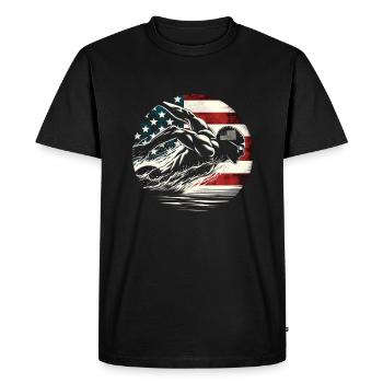 Natation USA Flag Man Swimmer - Natation - T-shirt Premium bio Homme - noir - Devant - Nico (187cm)