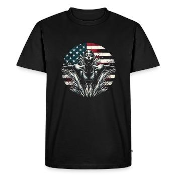 Natation USA Flag Femme Nateuse - Natation - T-shirt Premium bio Homme - noir - Devant - Nico (187cm)