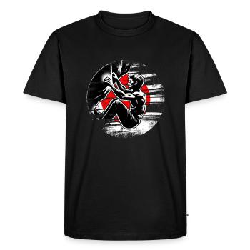 Japan Climber – Escalade de bloc en détresse - T-shirt Premium bio Homme - noir - Devant - Nico (187cm)