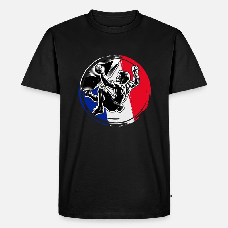 France Climber – Distressed Boulderer Climbing - Männer Premium Bio T-Shirt - Schwarz