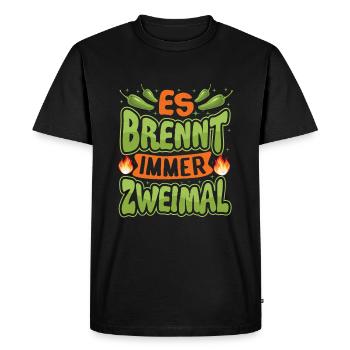 It Always Burns Twice - Chili Cook Hot Sauce - Men's Premium Organic T-Shirt - black - Front - Nico (187cm)