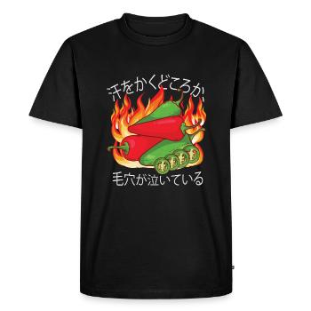 It Always Burns Twice - Chili Cook Hot Sauce - Men's Premium Organic T-Shirt - black - Front - Nico (187cm)