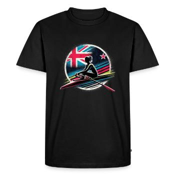 Drapeau de la Nouvelle-Zélande Rameur Mâle Rameur Pat - T-shirt Premium bio Homme - noir - Devant - Nico (187cm)