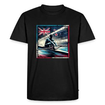 Drapeau de la Nouvelle-Zélande aviron homme godille Pat - T-shirt Premium bio Homme - noir - Devant - Nico (187cm)