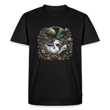 Livre de lecture de canard – Paysage marin de pleine lune - T-shirt Premium bio Homme - noir - Devant - Nico (187cm)