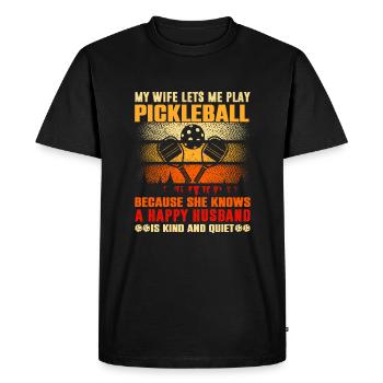 Le mari d’un joueur de pickleball aime - T-shirt Premium bio Homme - noir - Devant - Nico (187cm)