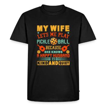 Le mari d’un joueur de pickleball aime - T-shirt Premium bio Homme - noir - Devant - Nico (187cm)
