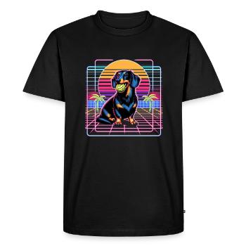 Passionné de pickleball, passionné de teckel, - T-shirt Premium bio Homme - noir - Devant - Nico (187cm)
