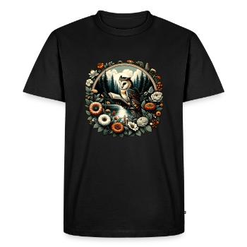 Owl Reads Book Wilderness Floral Frame - Men's Premium Organic T-Shirt - black - Front - Nico (187cm)