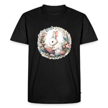 Illustration de livre de désert de lapin avec fleur - T-shirt Premium bio Homme - noir - Devant - Nico (187cm)