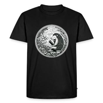Hérisson wilderness livre lecture illustration - T-shirt Premium bio Homme - noir - Devant - Nico (187cm)