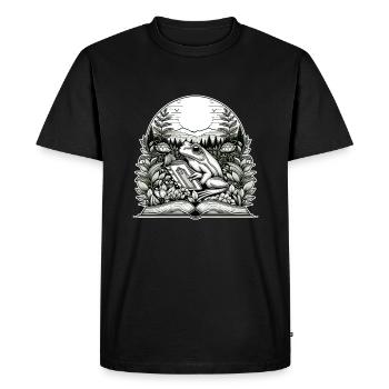 Grenouille Wilderness livre lecture lac pleine lune - T-shirt Premium bio Homme - noir - Devant - Nico (187cm)
