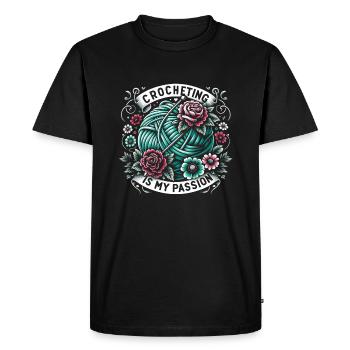 Crochet Crochet Crochet Fil Tricot Citations - T-shirt Premium bio Homme - noir - Devant - Nico (187cm)