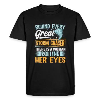 Chasseur de tornades Femme Rolling Eyes Hurricane - T-shirt Premium bio Homme - noir - Devant - Nico (187cm)