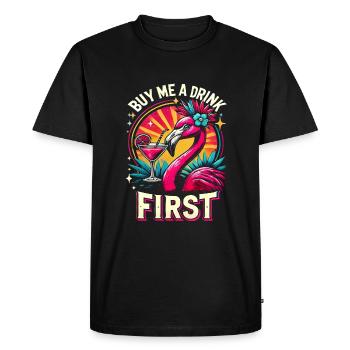 Tenue d’été flamant rose pour les amateurs de boissons - T-shirt Premium bio Homme - noir - Devant - Nico (187cm)