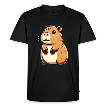 Cute hamster groomer rodent - Men's Premium Organic T-Shirt - black - Front - Nico (187cm)