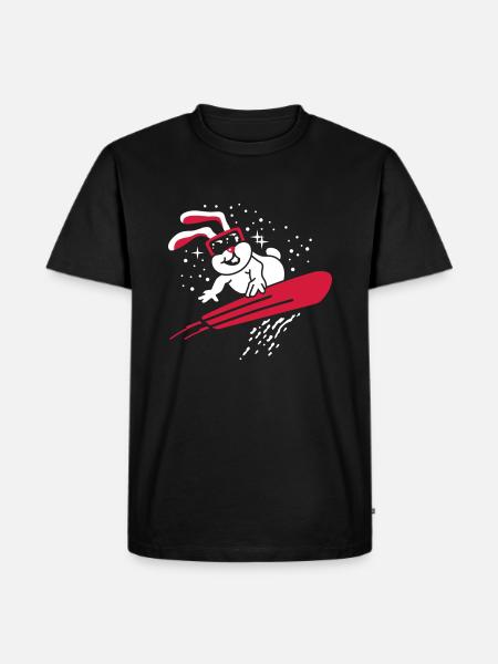 Śnieg Bunny - Narty - Snowboard - Sporty zimowe 2C - Ekologiczna koszulka męska Premium - czarny