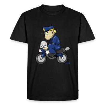 Policier Drôle Moto HARIZ Police Garçon Blague - T-shirt Premium bio Homme - noir - Devant - Nico (187cm)