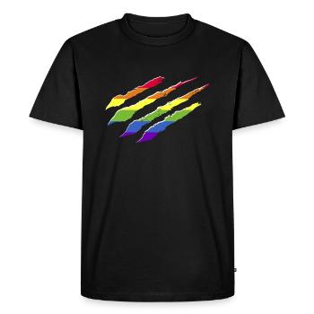 Drapeau arc-en-ciel Griffes Griffes LGBT CSD - T-shirt Premium bio Homme - noir - Devant - Nico (187cm)