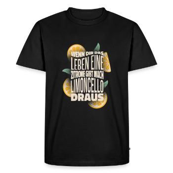 Quand la vie te donne un citron fais LIMONCELLO - T-shirt Premium bio Homme - noir - Devant - Nico (187cm)