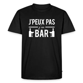 J'peux pas j'ai bar terrasse alcool humour - T-shirt Premium bio Homme - noir - Devant - Nico (187cm)