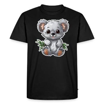 Koala mignon avec des feuilles d’eucalyptus - T-shirt Premium bio Homme - noir - Devant - Nico (187cm)
