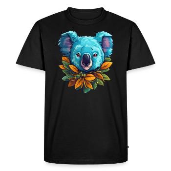 Koala mignon avec des feuilles Animal Australie Koala Bear - T-shirt Premium bio Homme - noir - Devant - Nico (187cm)