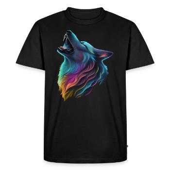 Loup coloré - T-shirt Premium bio Homme - noir - Devant - Nico (187cm)