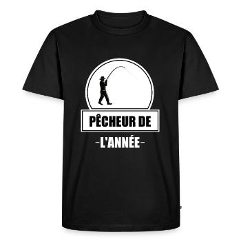 Pêcheur de l'année t-shirt homme pêche cadeau - T-shirt Premium bio Homme - noir - Devant - Nico (187cm)