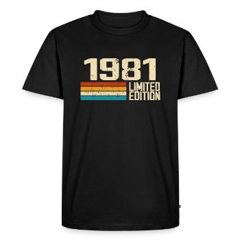 Born in 1981 - Vintage 1981 Retro Anniversary - Men's Premium Organic T-Shirt - black - Front - Nico (187cm)
