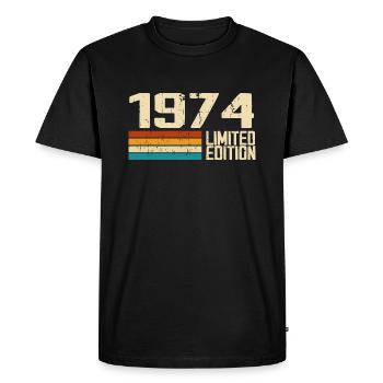 Né en 1974 - Vintage 1974 Anniversaire Rétro - T-shirt Premium bio Homme - noir - Devant - Nico (187cm)