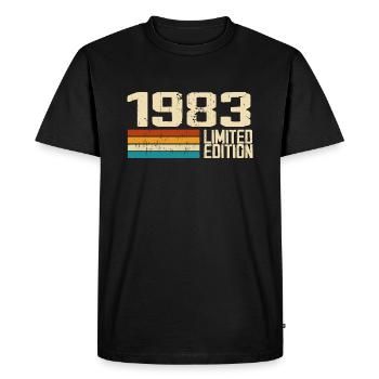 Né en 1983 - Vintage 1983 Anniversaire Rétro - T-shirt Premium bio Homme - noir - Devant - Nico (187cm)