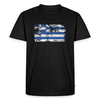 Drapeau de la Grèce Hellas Athènes Drapeau grec - T-shirt Premium bio Homme - noir - Devant - Nico (187cm)