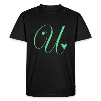 Monogram U Heart Vine - Men's Premium Organic T-Shirt - black - Front - Nico (187cm)