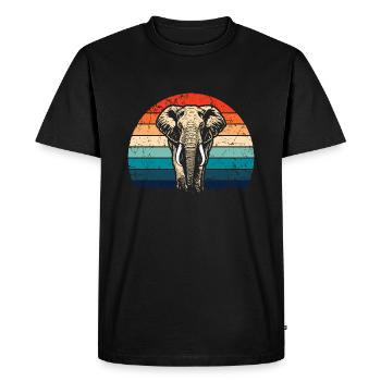 Elephant - big game, tusk, ivory sunset - Men's Premium Organic T-Shirt - black - Front - Nico (187cm)