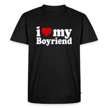 I love my boyfriend - T-shirt Premium bio Homme - noir - Devant - Nico (187cm)